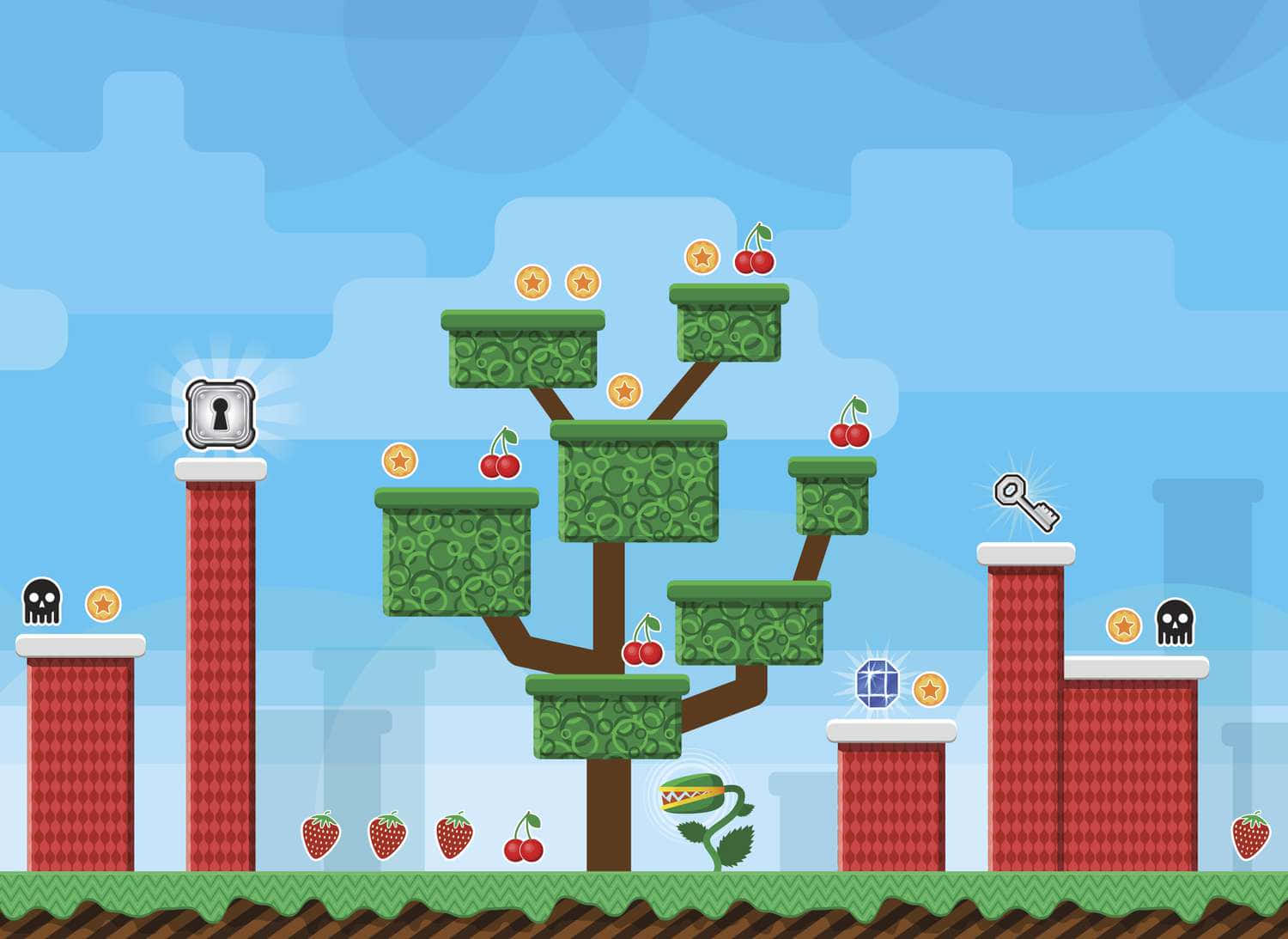 Cartoon Platform Game Level Ontwerp Achtergrond