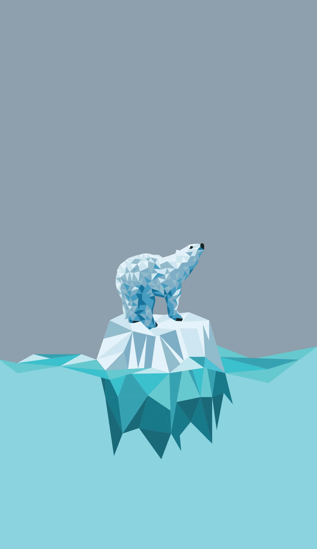 Adorable Cartoon Polar Bear Relaxing on Iceberg Wallpaper