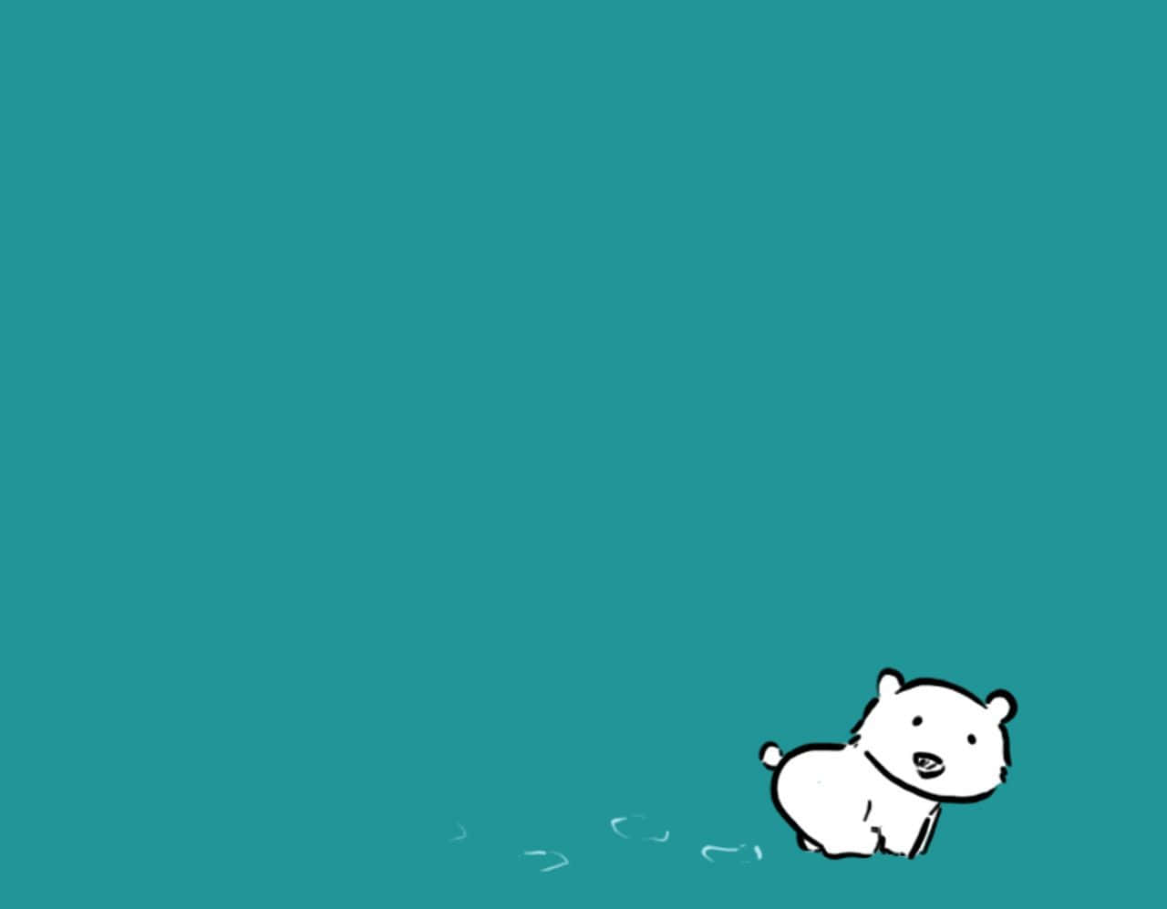 Adorable Cartoon Polar Bear Relaxing on Iceberg Wallpaper