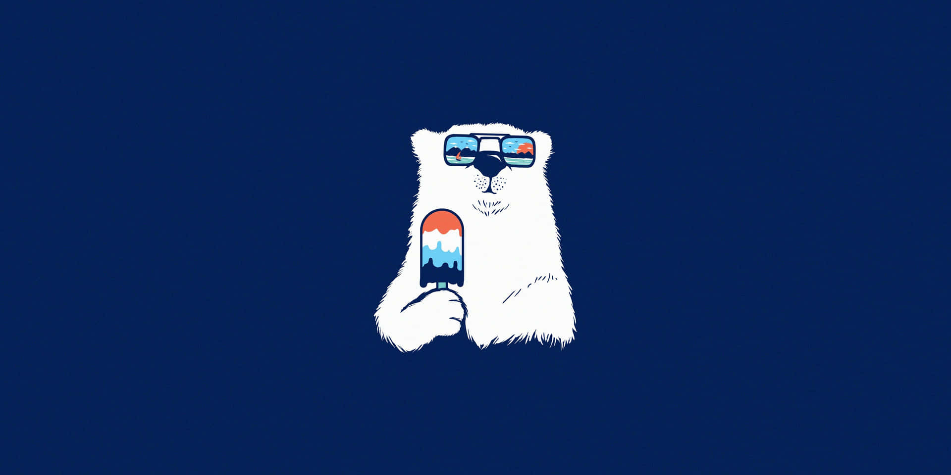 Adorable Cartoon Polar Bear Smiling in the Arctic Wallpaper