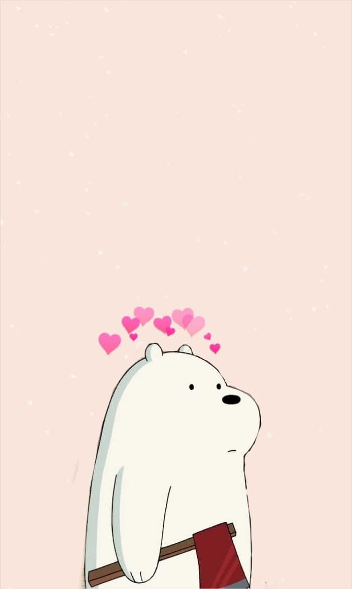 Adorable Cartoon Polar Bear in a Winter Wonderland Wallpaper