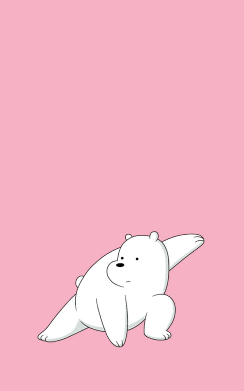 A Cheerful Cartoon Polar Bear Swinging on Iceberg Wallpaper