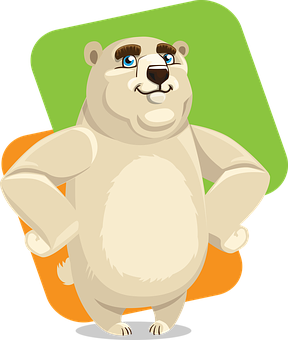 Cartoon Polar Bear Confident Pose PNG