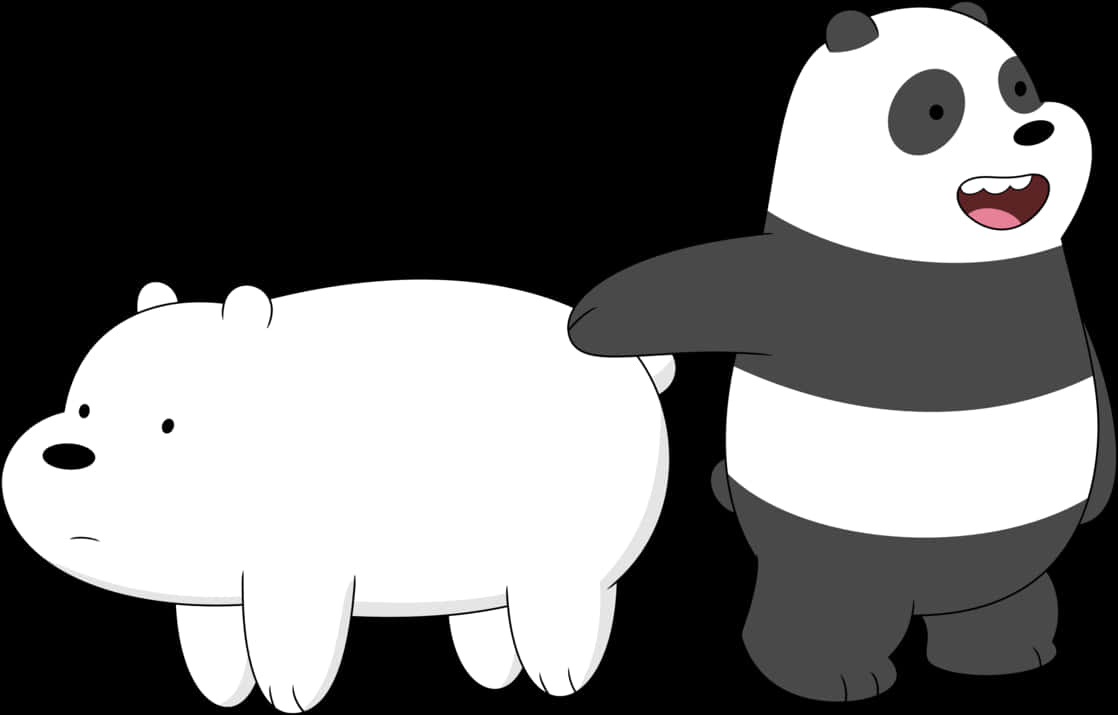 Cartoon Polar Bearand Panda PNG