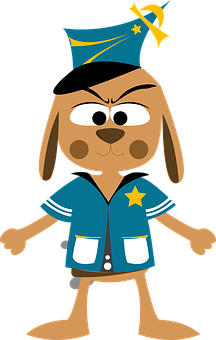 Cartoon Police Dog Character PNG