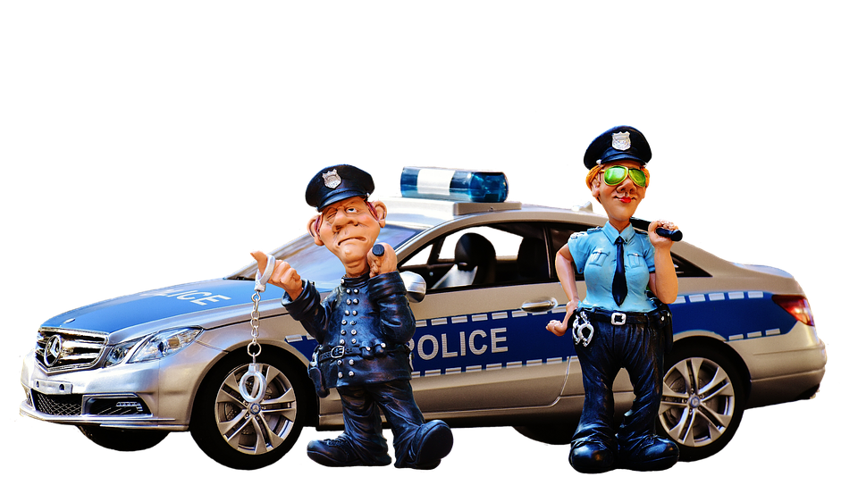 Cartoon Police Figuresand Patrol Car PNG