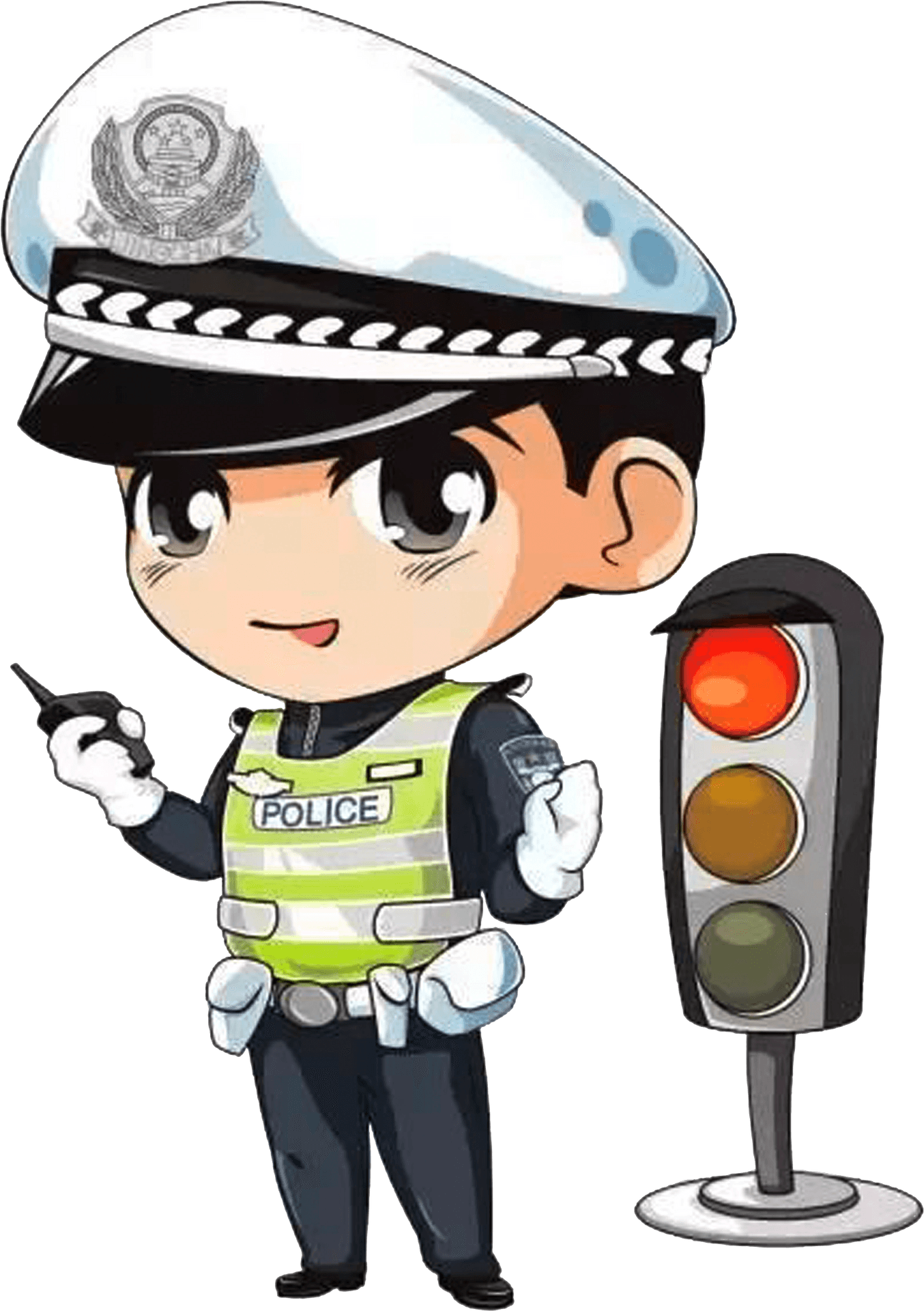 Cartoon Police Officer Traffic Control PNG
