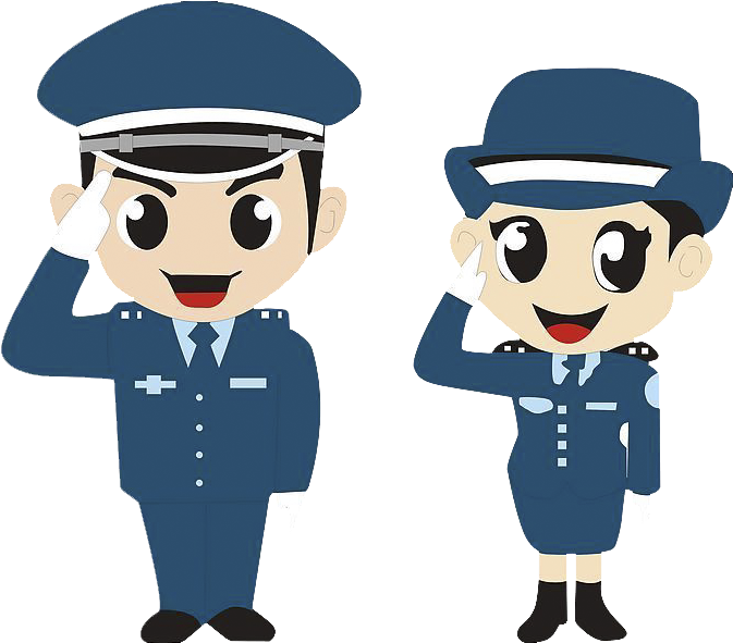 Download Cartoon Police Officers Saluting | Wallpapers.com