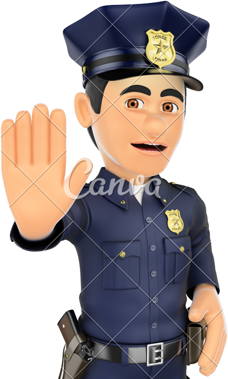 Cartoon Policeman Gesture Stop PNG
