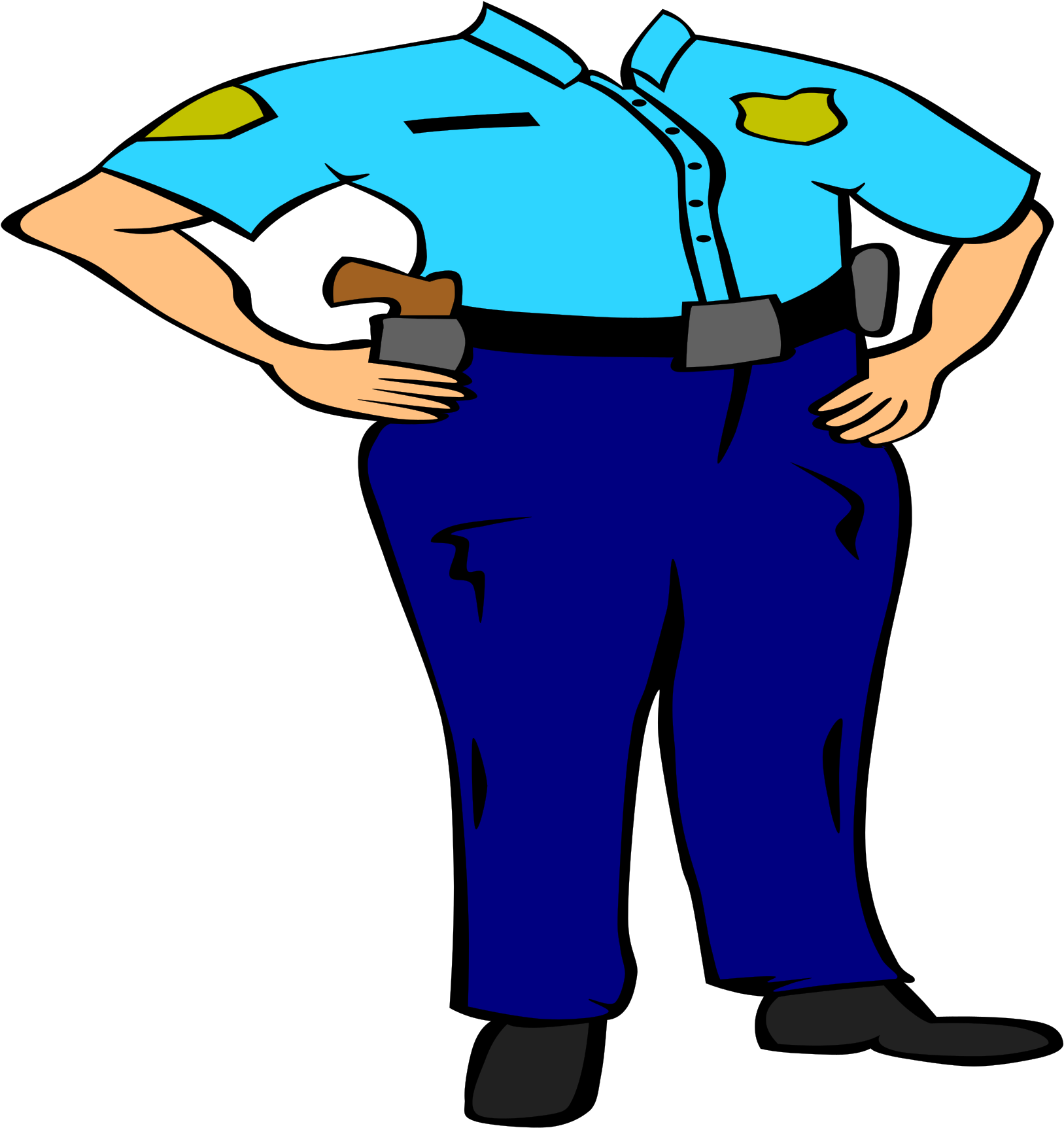Cartoon Policeman Standing Confidently PNG