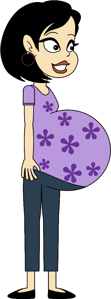 Cartoon Pregnant Woman Smiling PNG