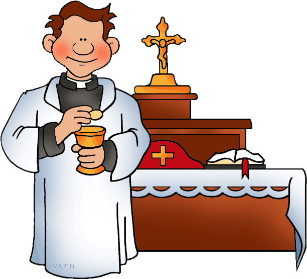 Cartoon Priest Performing Eucharist PNG