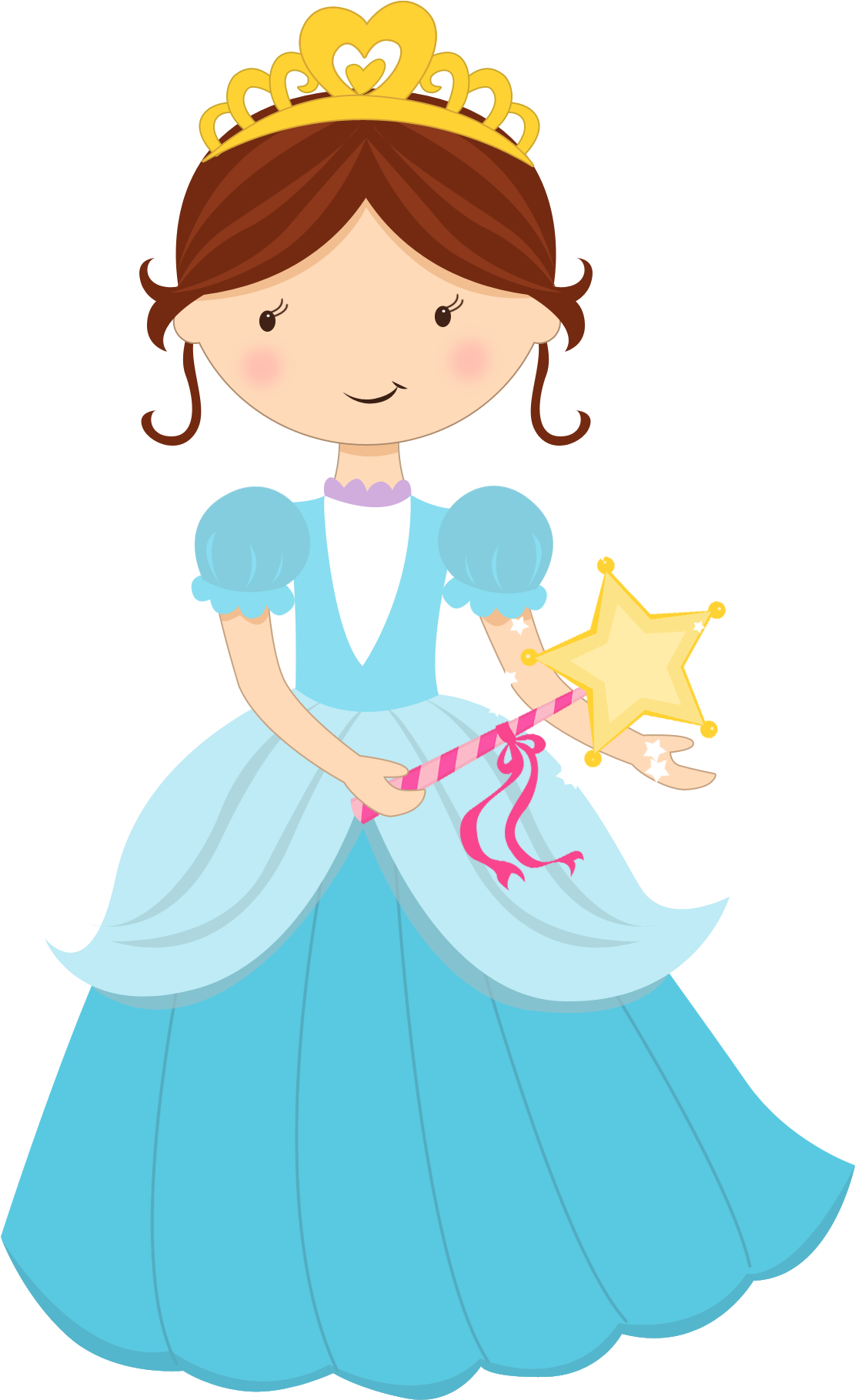 Cartoon Princess With Magic Wand PNG