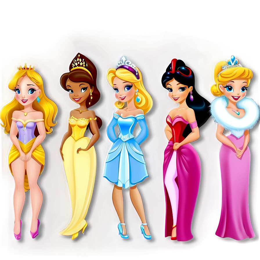 Cartoon Princesses Set Png Omq PNG