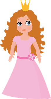 Cartoon Princessin Pink Dress PNG