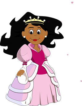 Cartoon Princessin Pink Dress PNG