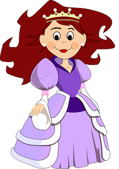Cartoon Princessin Purple Dress PNG