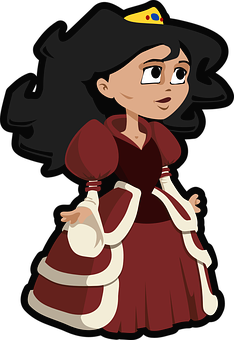 Cartoon Princessin Red Dress PNG