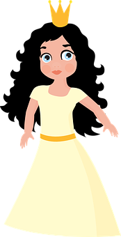 Cartoon Princessin Yellow Dress PNG