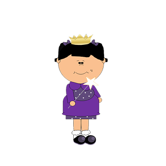 Cartoon Princesswith Wandand Crown PNG