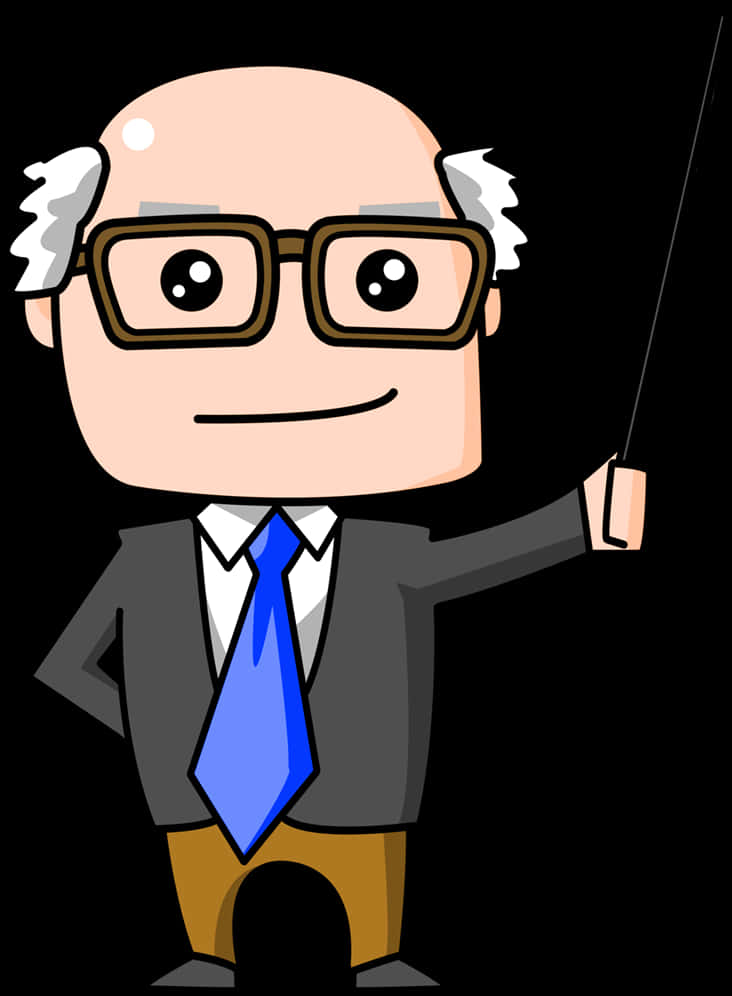 Cartoon Professor With Pointer PNG