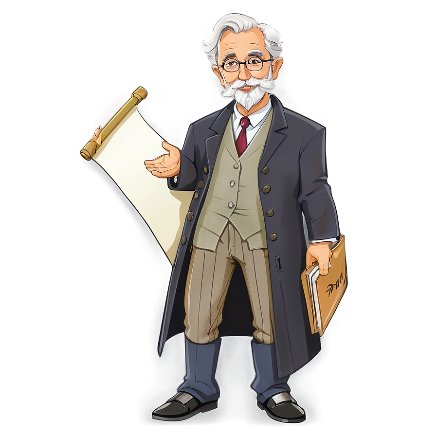Cartoon Professor With Scroll Png 06252024 PNG