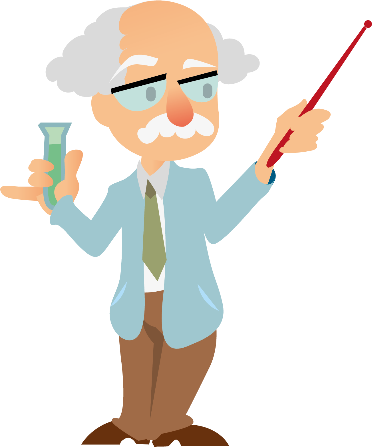 Cartoon Professorwith Pointerand Test Tube PNG