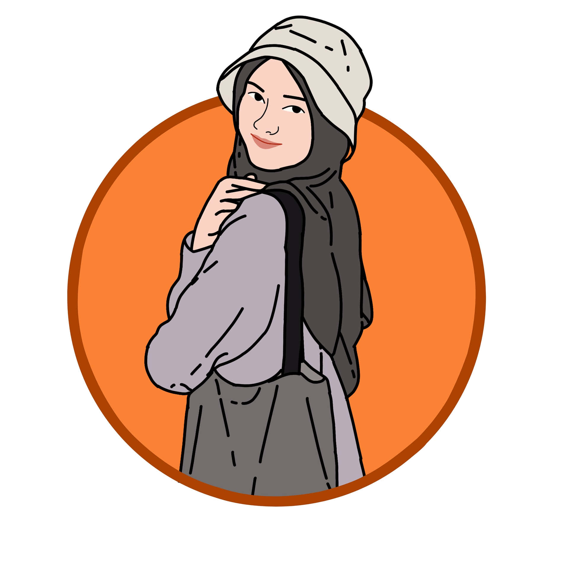 Muslimskflicka Serieteckning Profilbild.