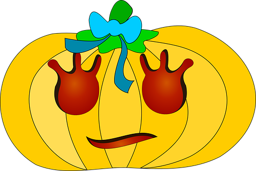 Cartoon Pumpkin With Bow PNG