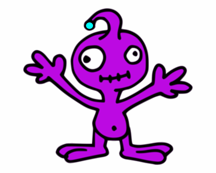 Cartoon Purple Alien Friendly Gesture.jpg PNG