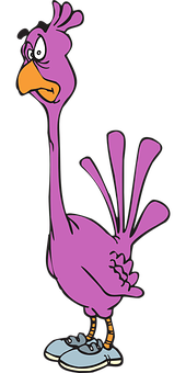 Cartoon Purple Bird Character PNG