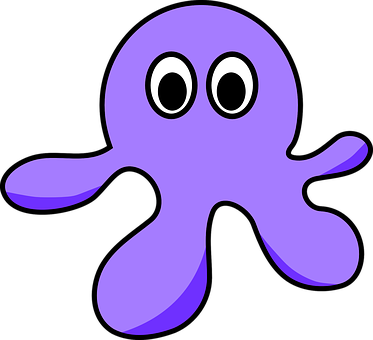 Cartoon Purple Octopus Graphic PNG