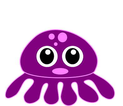 Cartoon Purple Octopus Vector PNG
