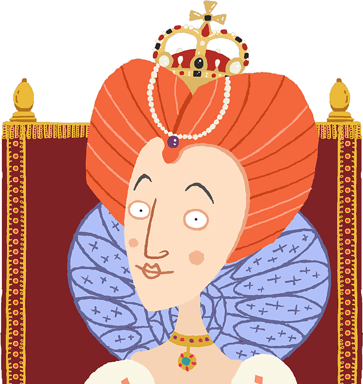 Cartoon Queen With Crownand Robe.png PNG
