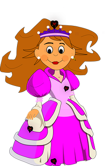 Cartoon Queenin Pink Dress PNG
