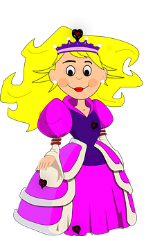 Cartoon Queenin Pink Dress PNG