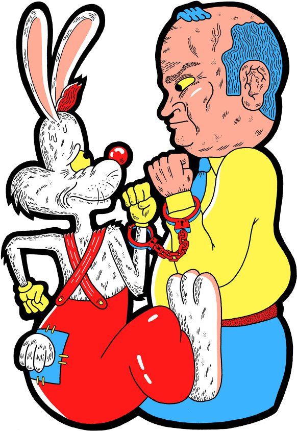 Cartoon Rabbit And Man In Handcuffs PNG