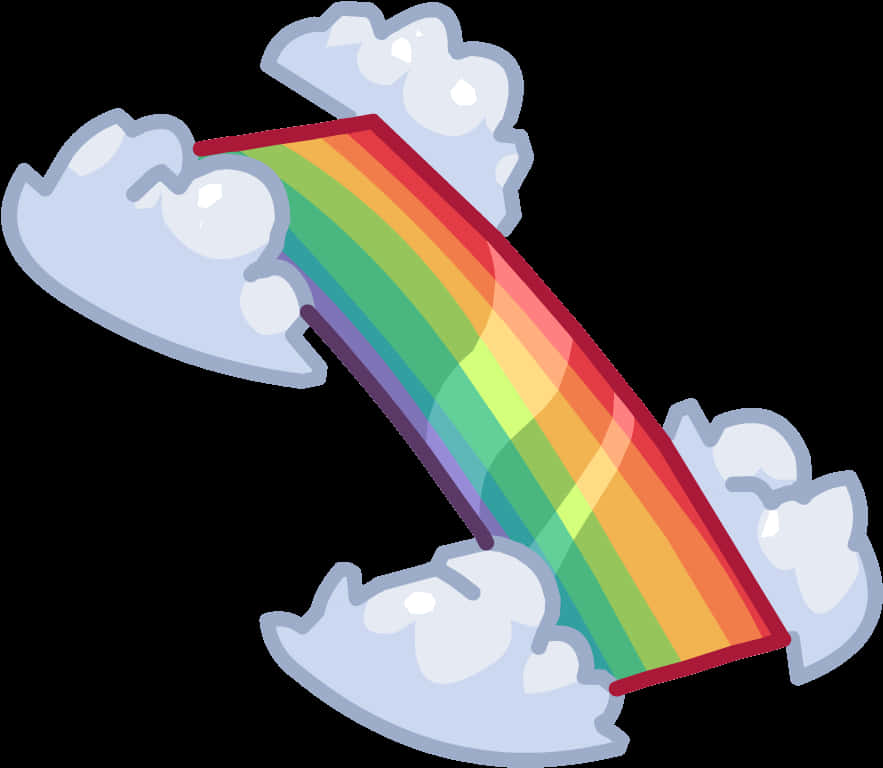 Cartoon Rainbow Emerging From Clouds.png PNG