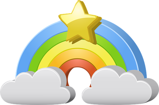 Cartoon Rainbow Star Clouds PNG