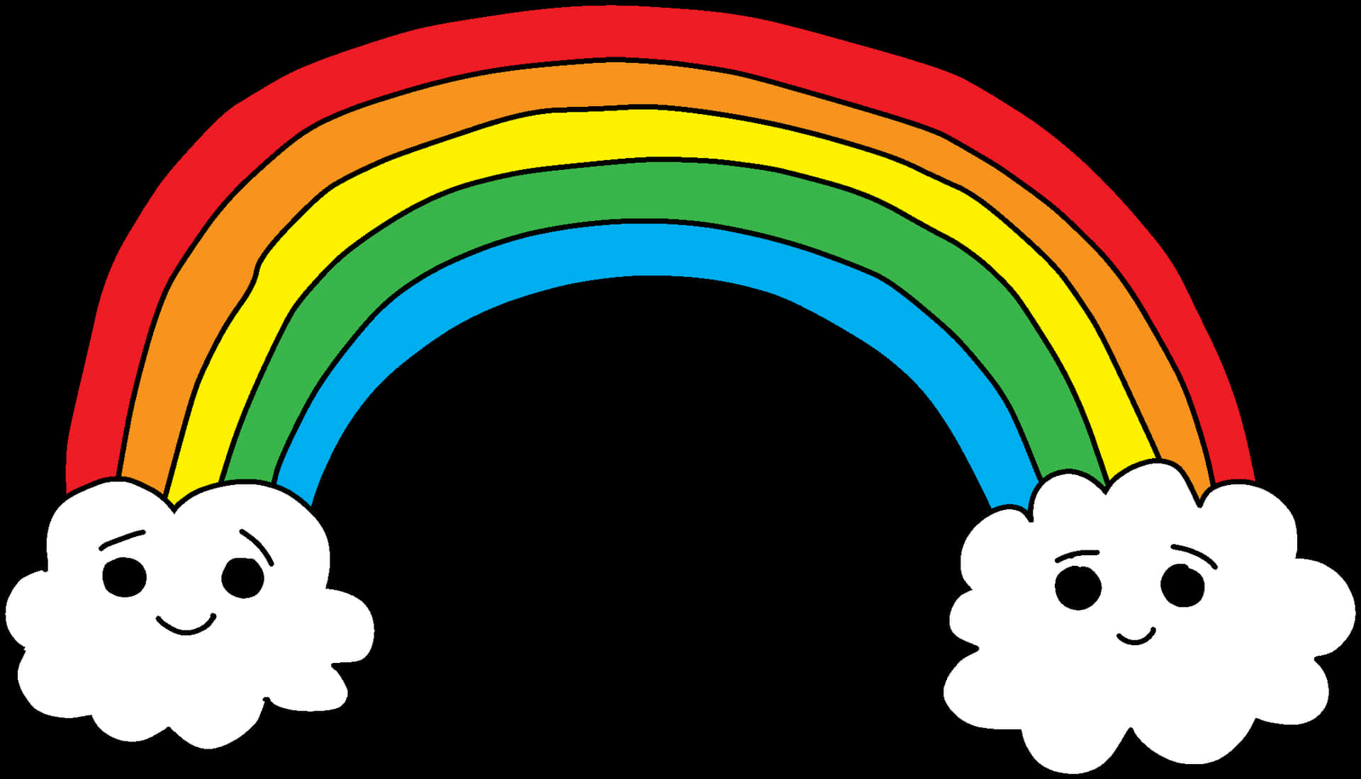 Cartoon Rainbow With Clouds PNG