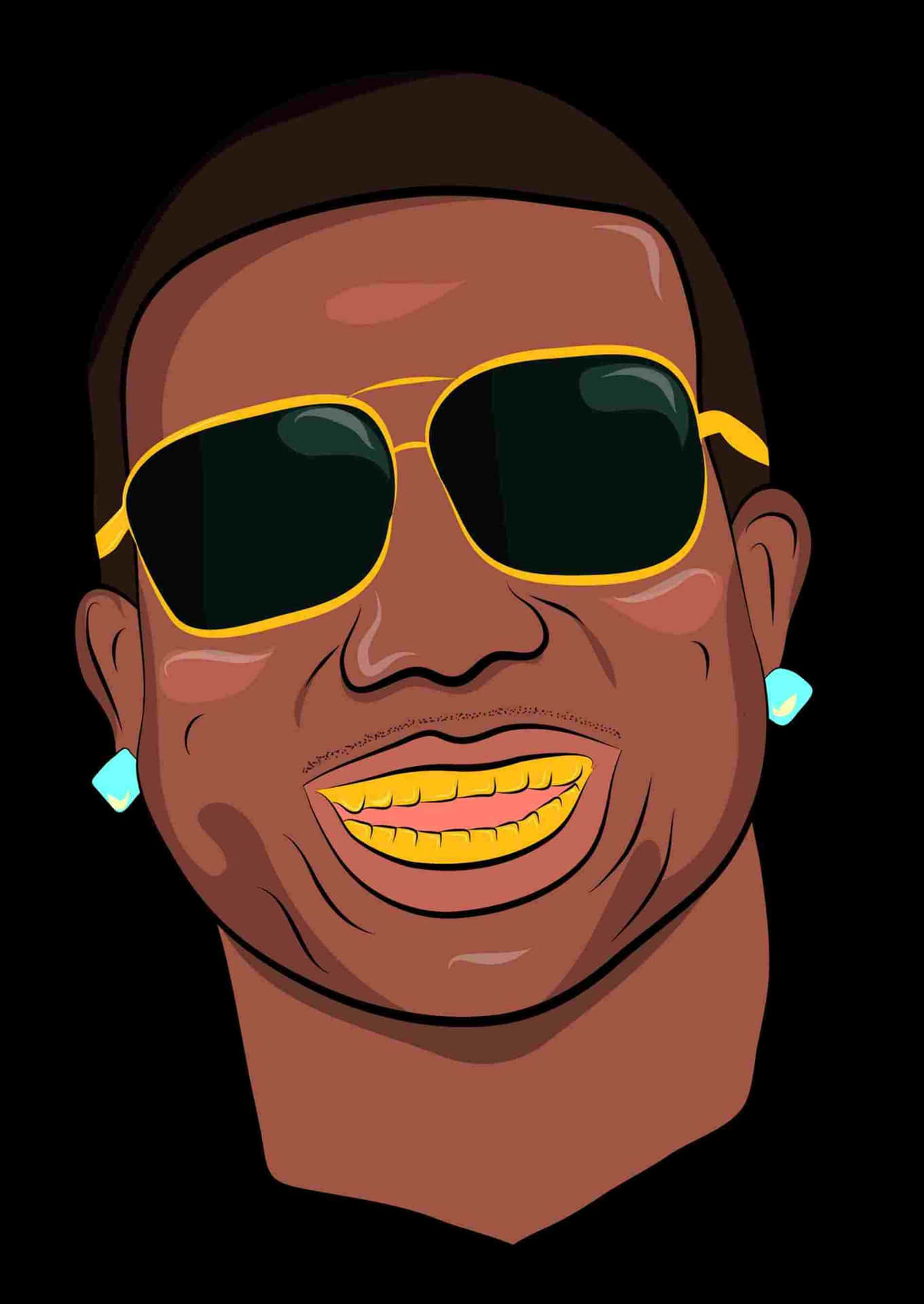Download Cartoon Rapper Gucci Mane Gold Teeth Wallpaper 