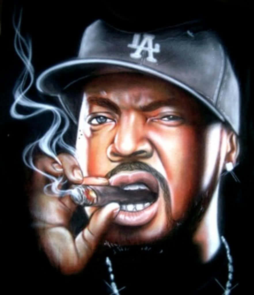 Download Cartoon Rapper Ice Cube Smoking Wallpaper 