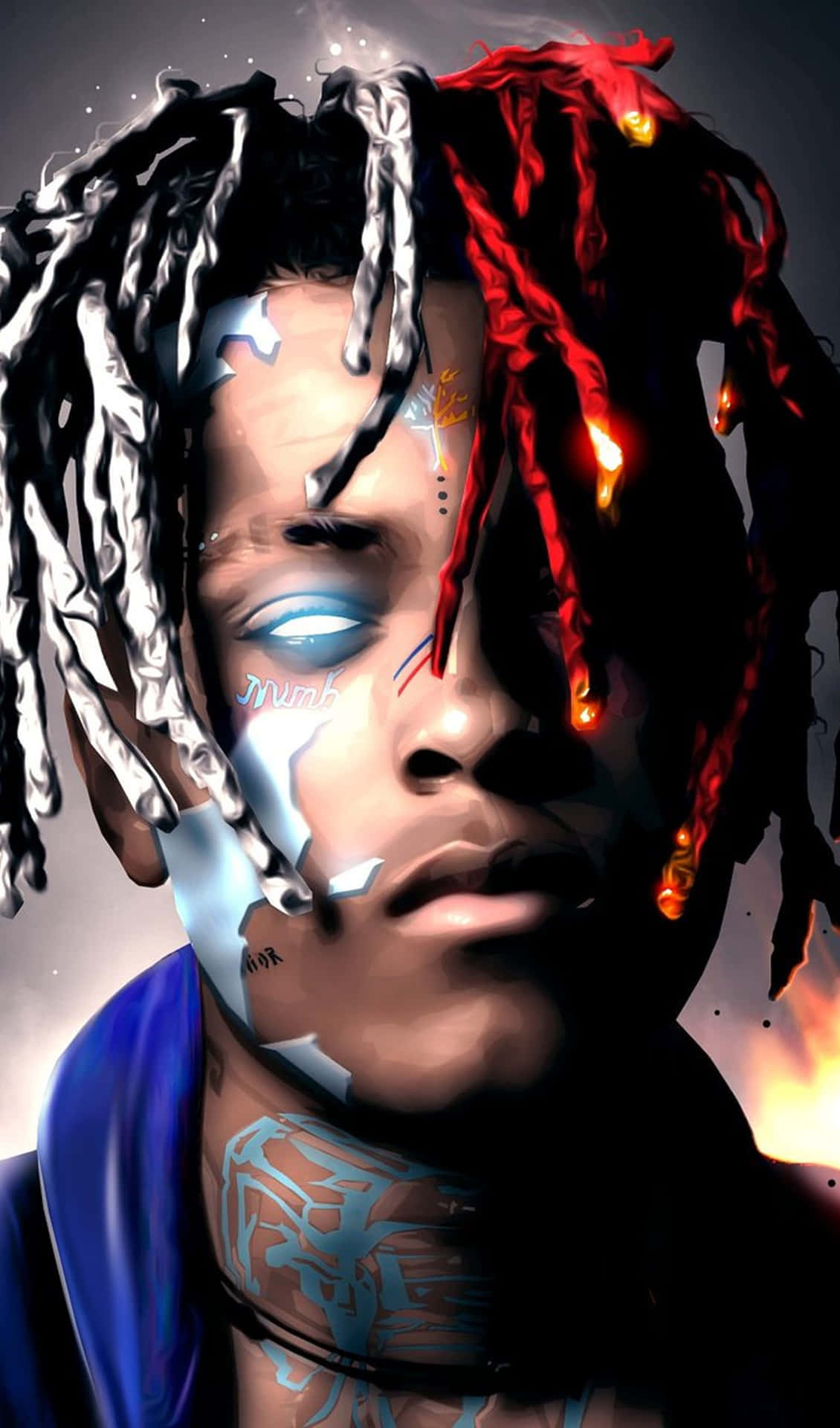 A Man With Dreadlocks And A Fire On His Face Wallpaper