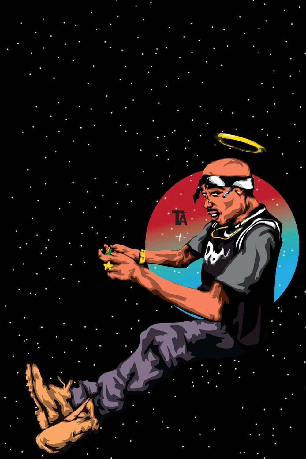 Tupac Shakur Aka 2pac Cartoon Rapper Wallpaper