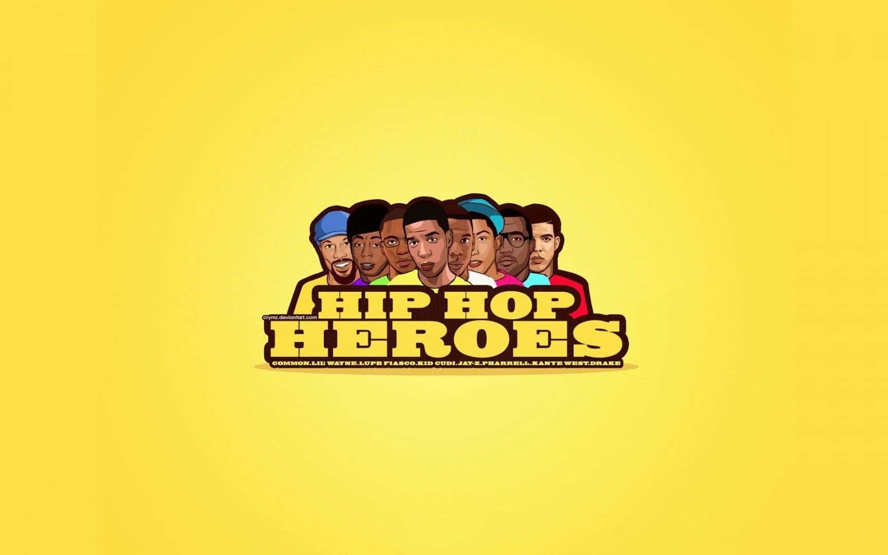 HipHop-helte tegneserie rappere grafisk design. Wallpaper
