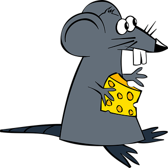 Cartoon Rat Holding Cheese PNG