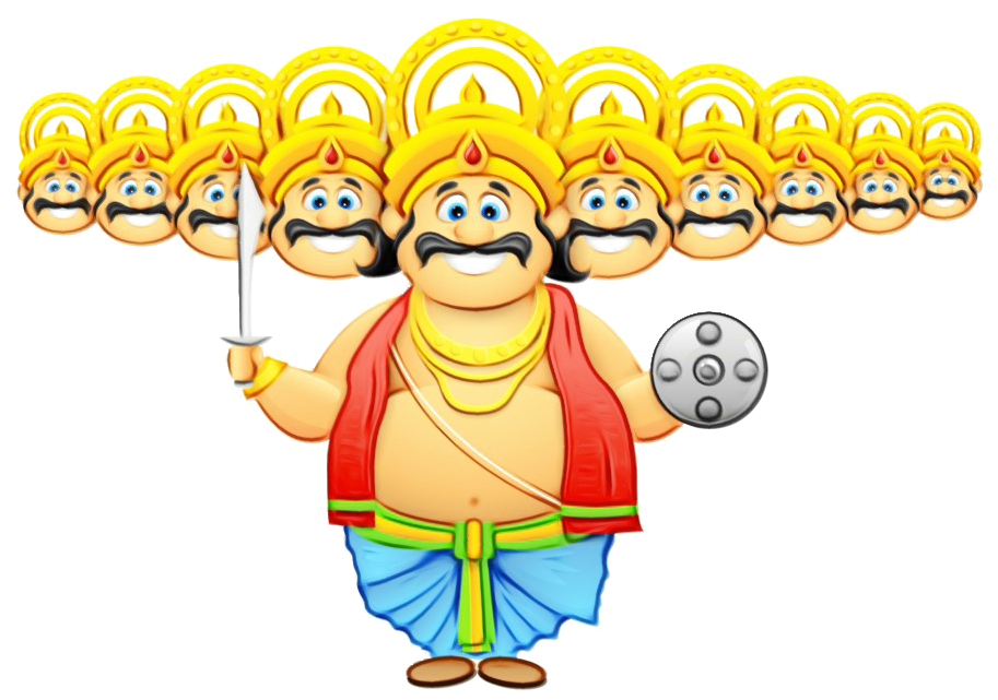 Cartoon Ravanawith Ten Heads Dussehra Celebration PNG