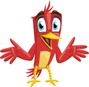 Cartoon Red Bird Character PNG