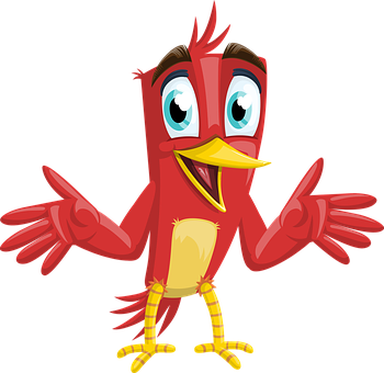 Cartoon Red Bird Gesture PNG