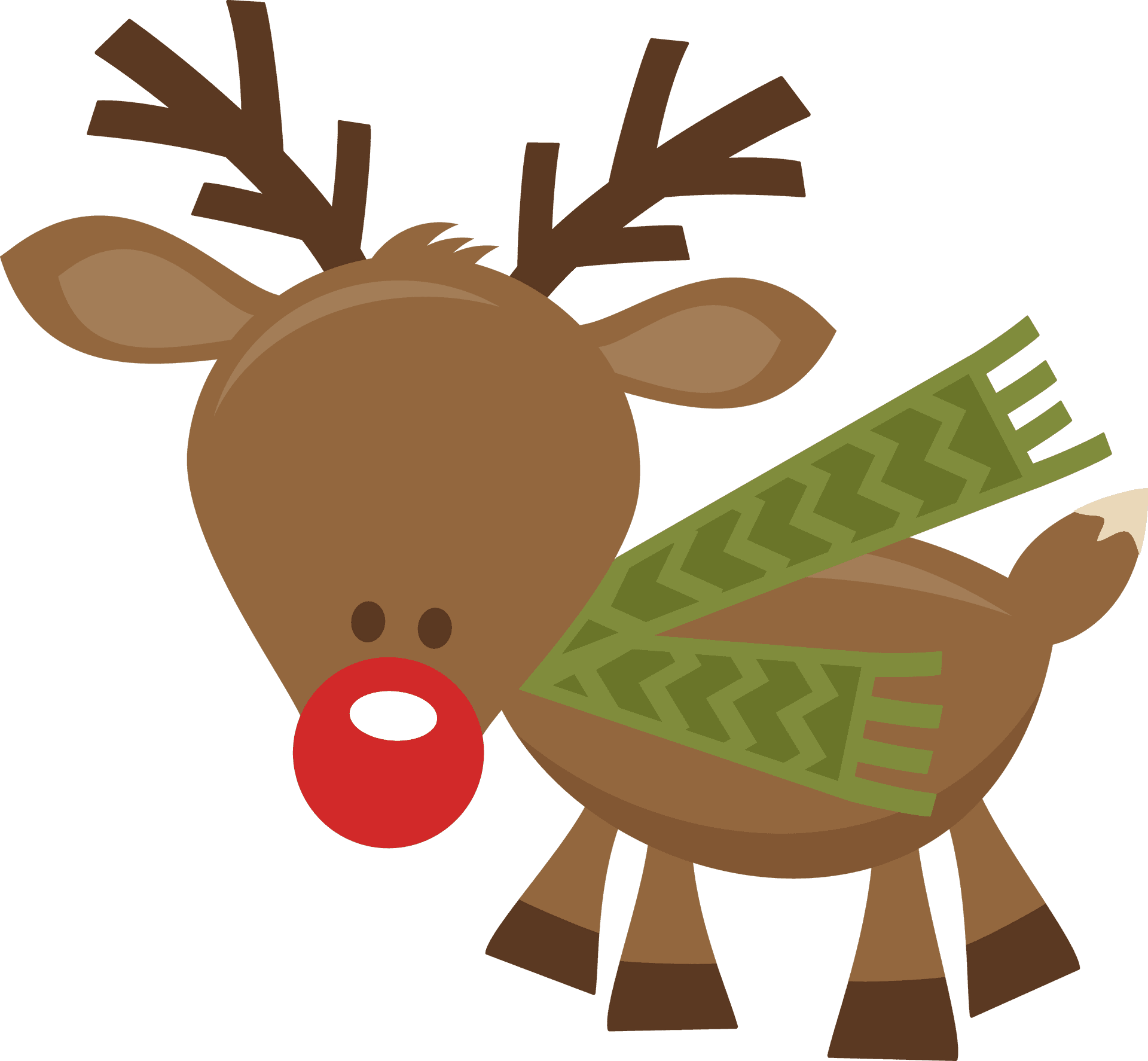 Cartoon Red Nosed Reindeer Graphic PNG